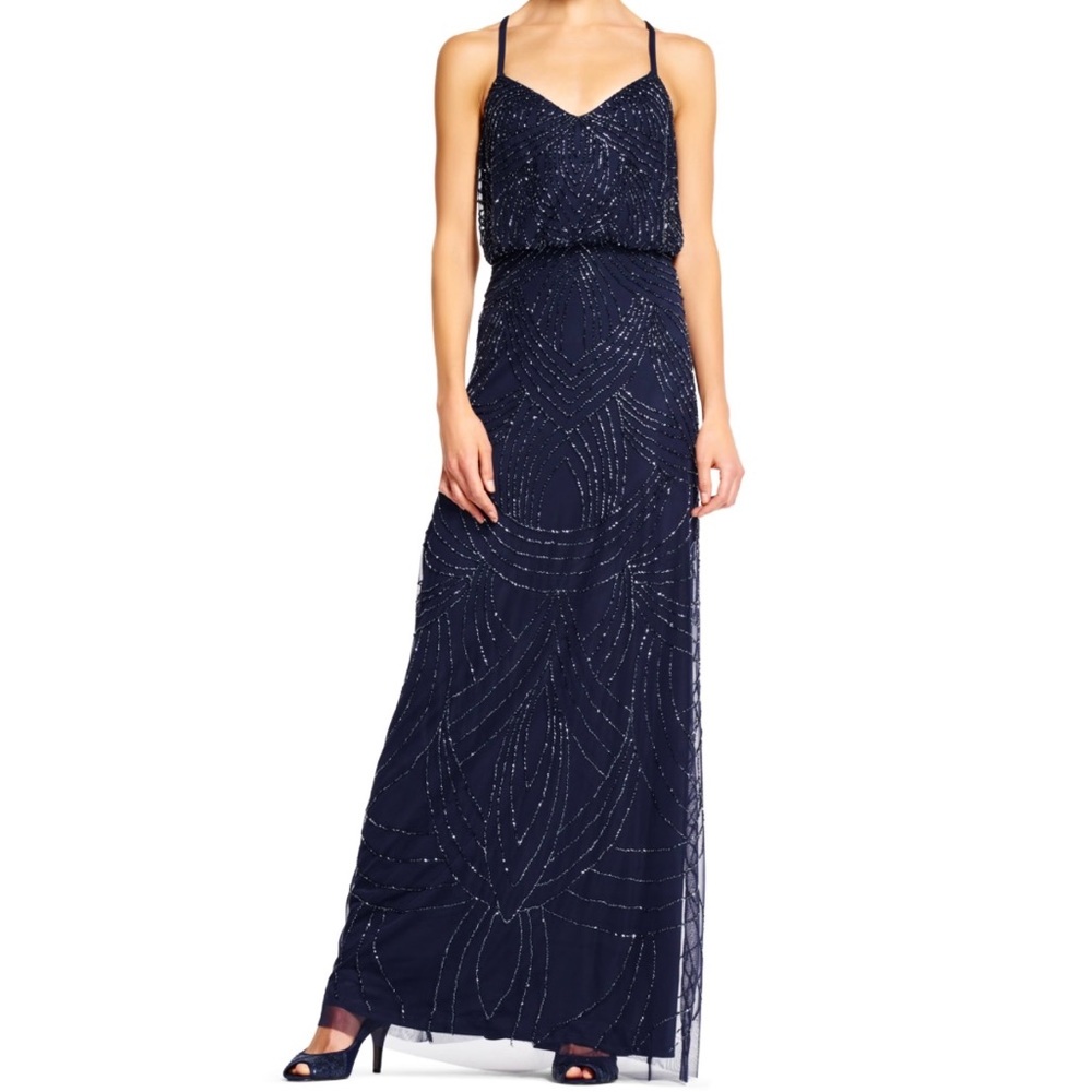 Adrianna Papell Long Beaded Dress